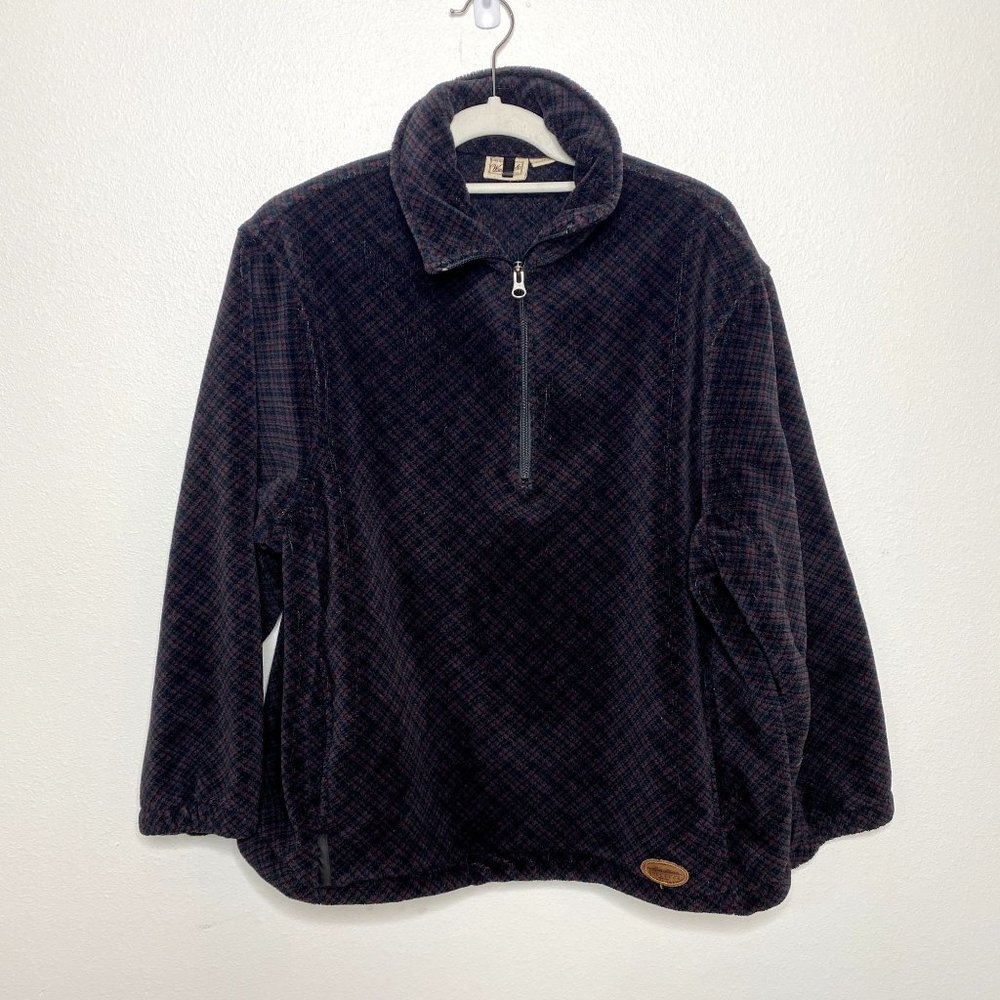 Woolrich 1/4 Zip Black & Red Fleece Preppy Outdoors